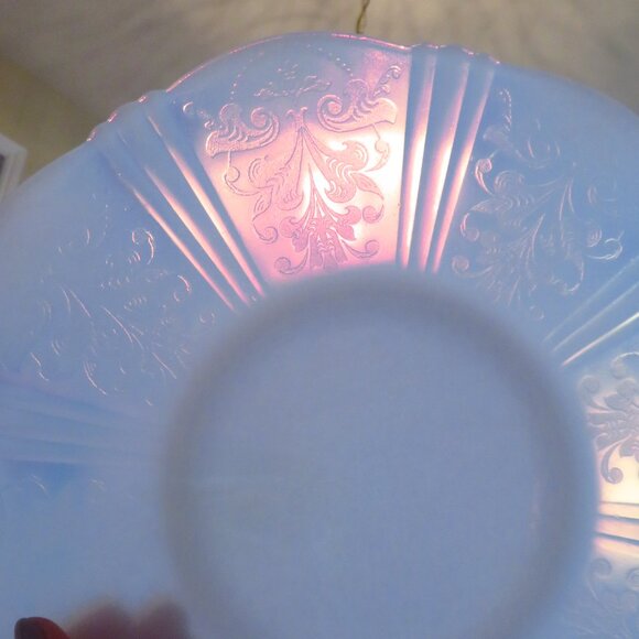 3 VTG Macbeth Evans American Sweetheart White Chop Plate Platters, 1930 - Picture 3 of 9